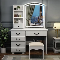 dressing table apartment bedroom modern makeup table storage cabinet mirror with light trichromatic vanity desk furniture