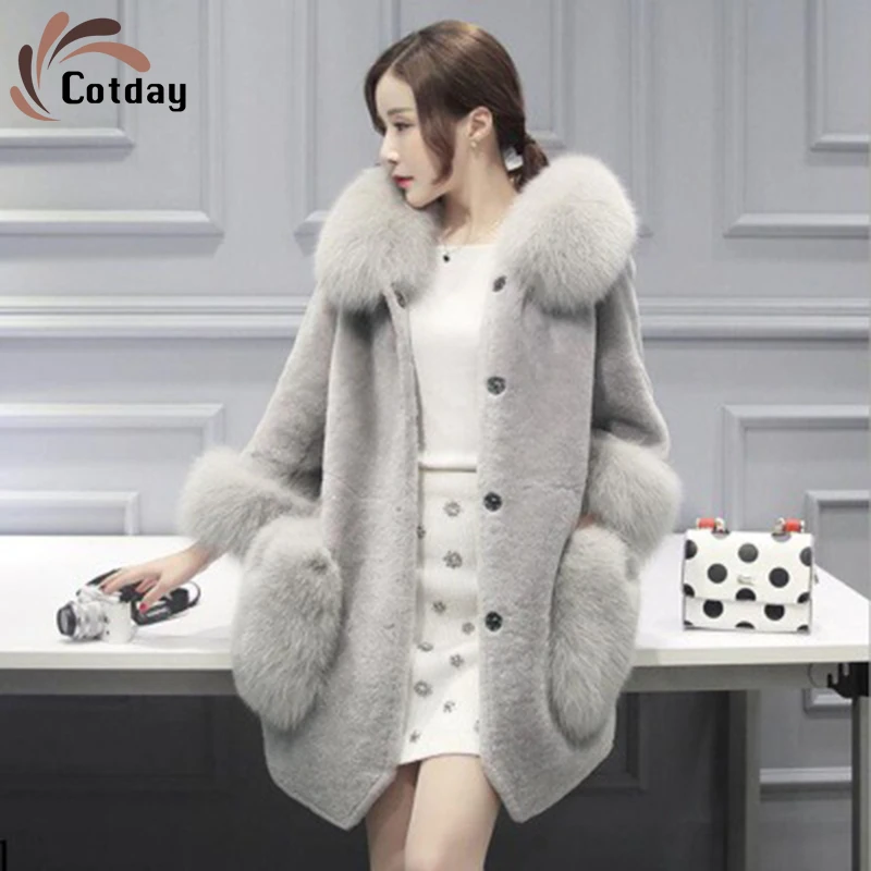 

Cotday Casual Imitation Fur Coat Fashion Warm Single Breasted High Street Big Yards Lady Autumn And Winter New Long Fur Coat