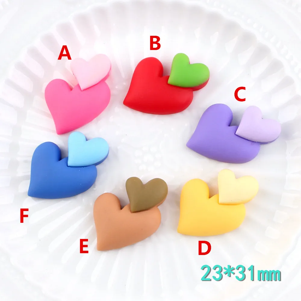 

Resin Lovely Couple Hearts Cabochons 10pcs Flatback Cabochon Scrapbook Kawaii DIY Embellishments Accessories