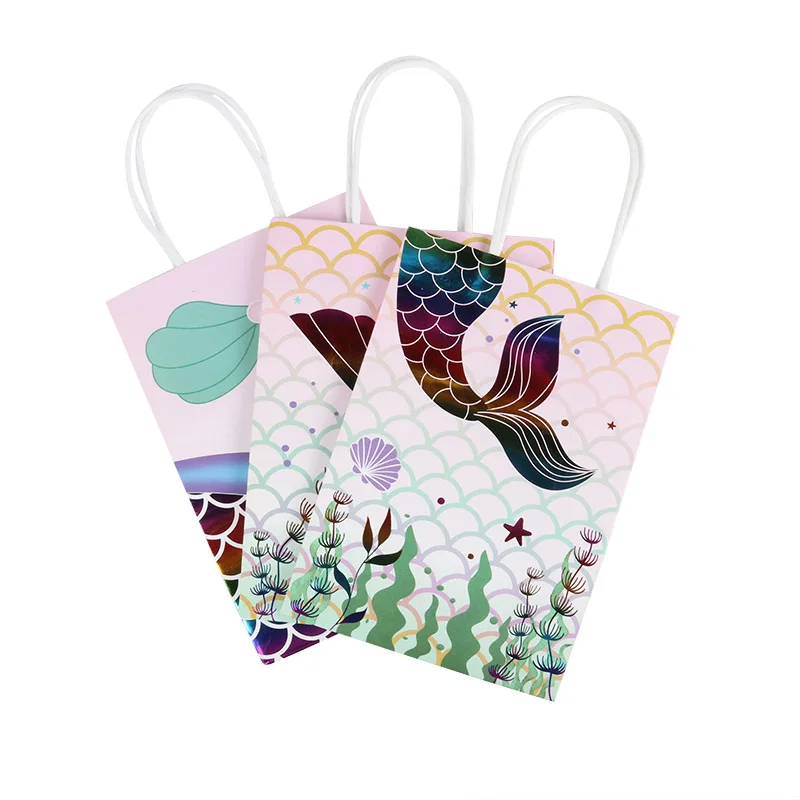 3 шт. бумажные подарочные пакеты русалка|Подарочные сумки и упаковка| |
