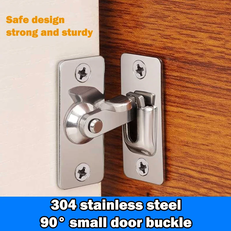 

90 Degree Stainless Steel Door Latch Right Angle Sliding Bending Door Lock Latch Screw Locker Hardware Accessories With Screws