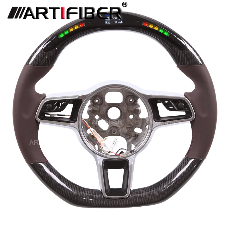 

Руль светодиодный из углеродного волокна для Porsche 911, Cayenne, Macan, Panamera, Taycan, Boxster, Cayman, Spyder, Tycan, Panamera, GTS