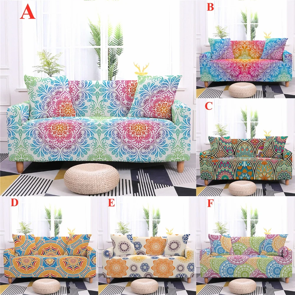 

Mandala Bohemia Sofa Cover Stretch Slipcover Sectional Elastic Couch Covers Living Room L Shape Ethnic Armchair Cover 1-4 Seater