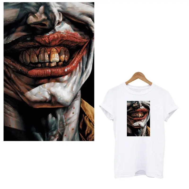 Термонаклейка на одежду DC Joker полоски для лица нанесение одного утюга патчи
