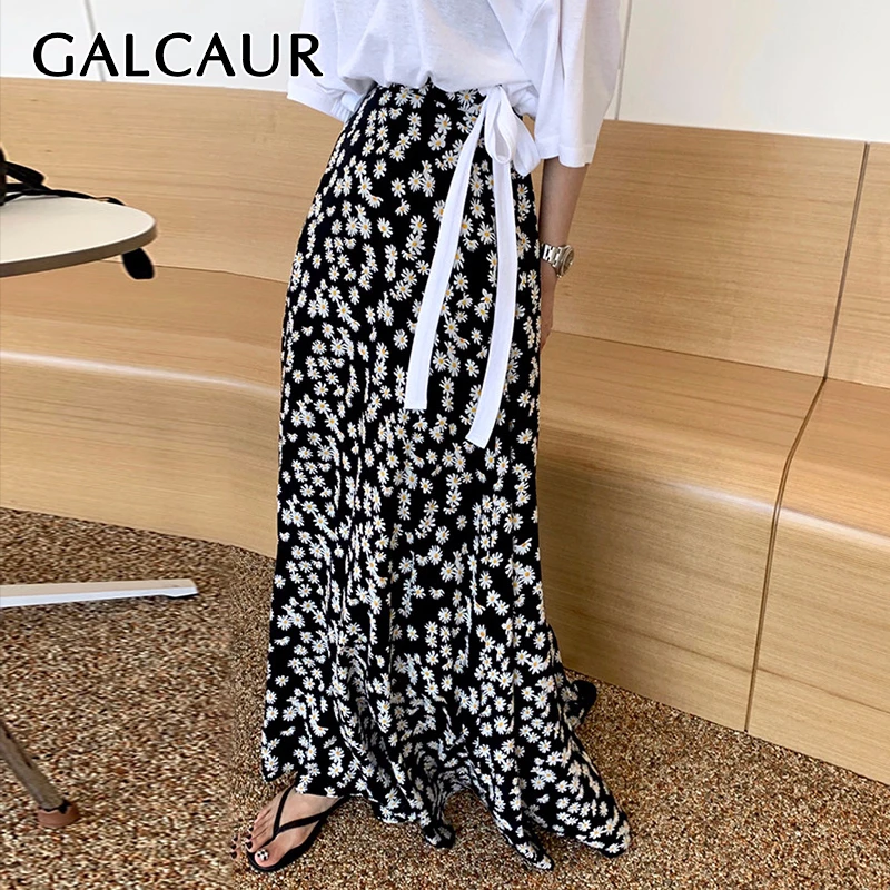 Юбка макси женская летняя с высокой талией и принтом|Женские юбки| |