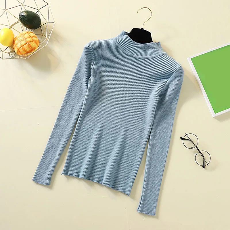 Зимние вязаные женские свитера и невысокая горловина милые корейские пуловеры