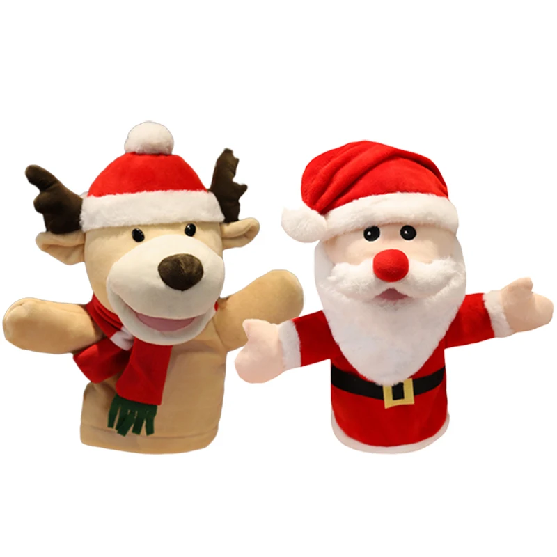 

Plush Santa Claus Elk Snowman Hand Puppet Stuffed Soft Christmas Hand Puppet Toy for Adult Kids