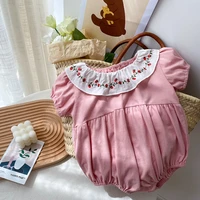summer baby girl clothes new short sleeve solid romper jumpsuit newborn infant summer lace princess bodysuit causal clohing