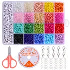 Набор Бусин 3200 шт., стеклянные бусины 3 мм, бусины алфавита с буквами и бусины в форме сердца для изготовления именных браслетов и поделок ювелирных изделий