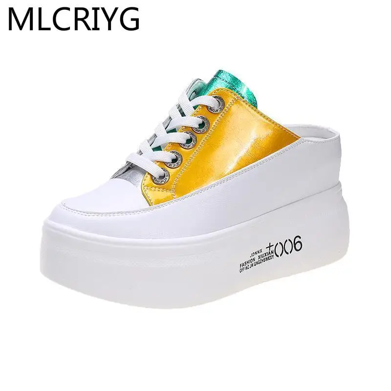 

Spring New Color Combination Women Casual Shoes Fashion Comfortable Walking Thick-soled Shoes Increased Women Vulcanized Shoes