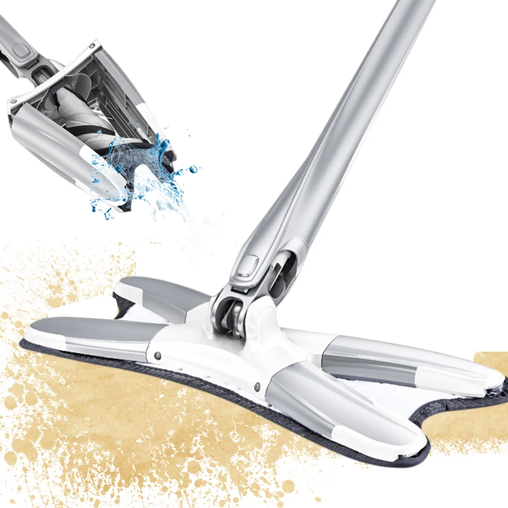 Х Тип Швабра для пола с многоразовые накладки из микрофибры 360 градусов ручка