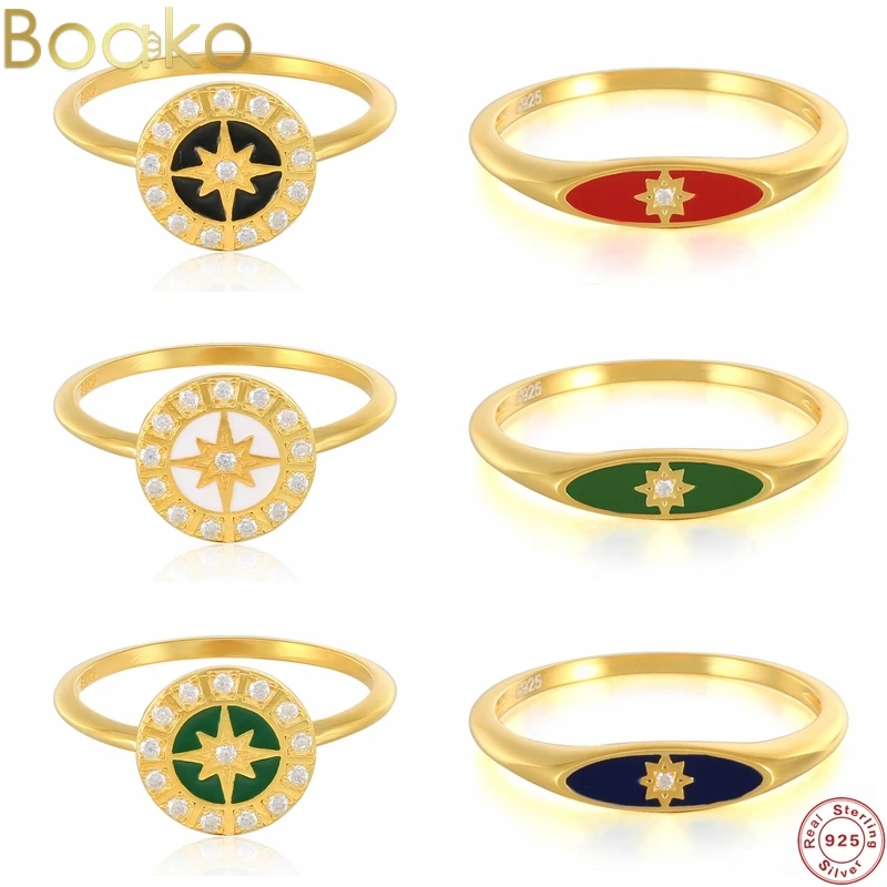 BOAKO 925 стерлингового серебра капель масла кольцо для Для женщин милые восемь с