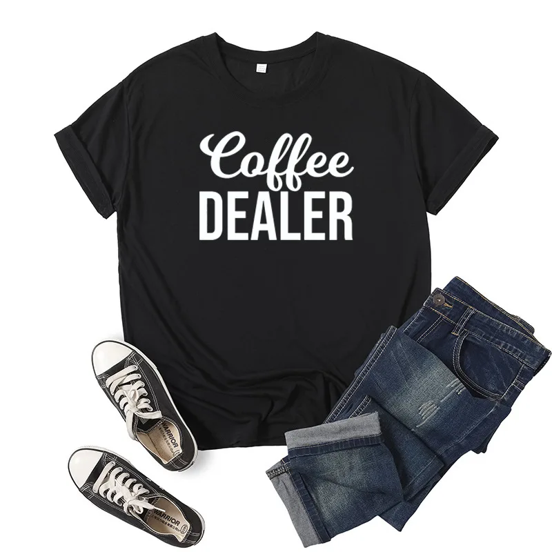 

Coffee Dealer Letter Print Women T Shirt Short Sleeve O Neck Loose Women Tshirt Ladies Tee Shirt Tops Clothes Camisetas Mujer