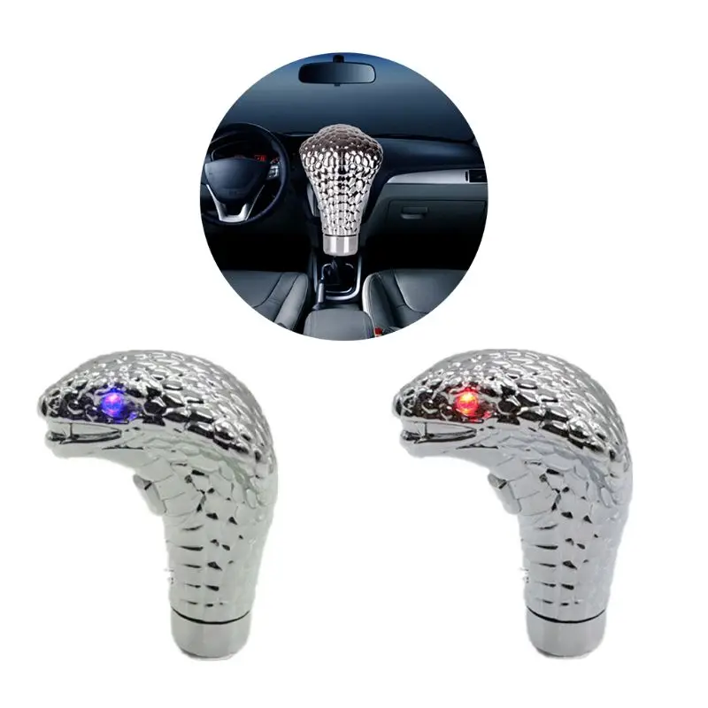 

New Car Manual Gear Shift Knob Stick Led Eyes Chrome Cobra Snake Cool Shift Lever