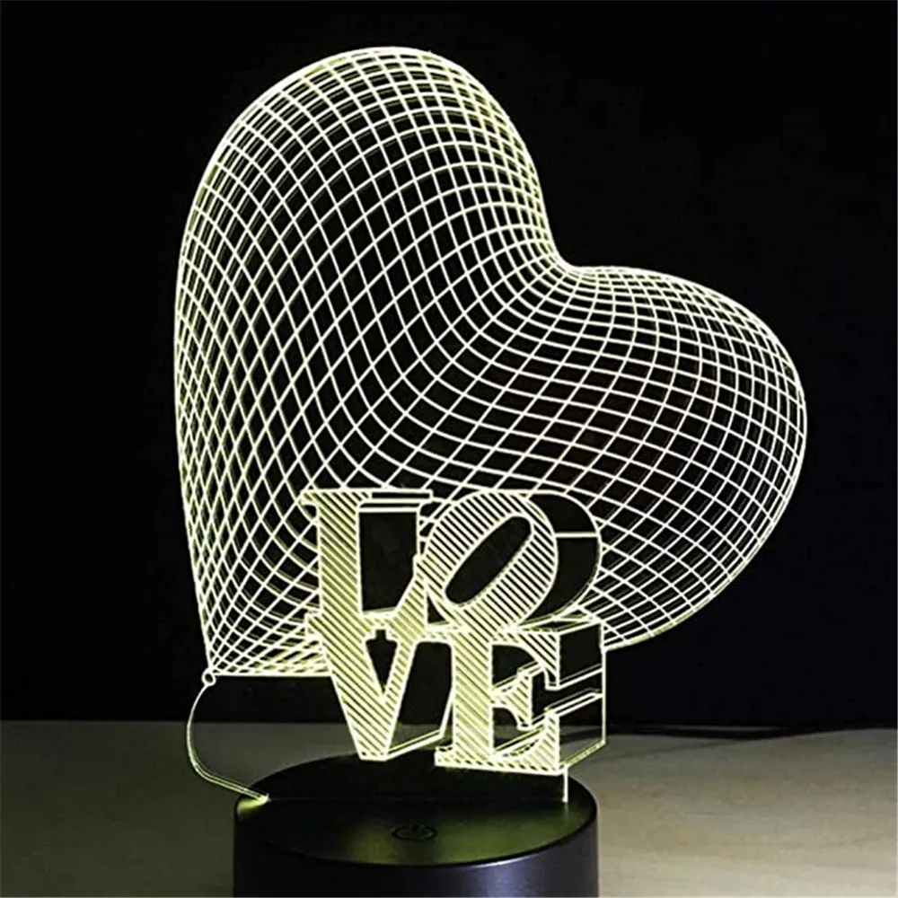 3D иллюзионная лампа LOVE детский ночсветильник меняющие цвета умные сенсорные