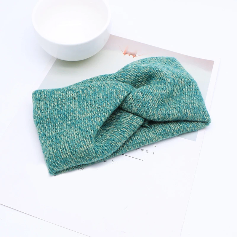 

Women Solid Knitting Cross Knot Woolen Warm Headbands Hair holder Elastic Hairbands Turban Headwraps Fashion Hair Accessories