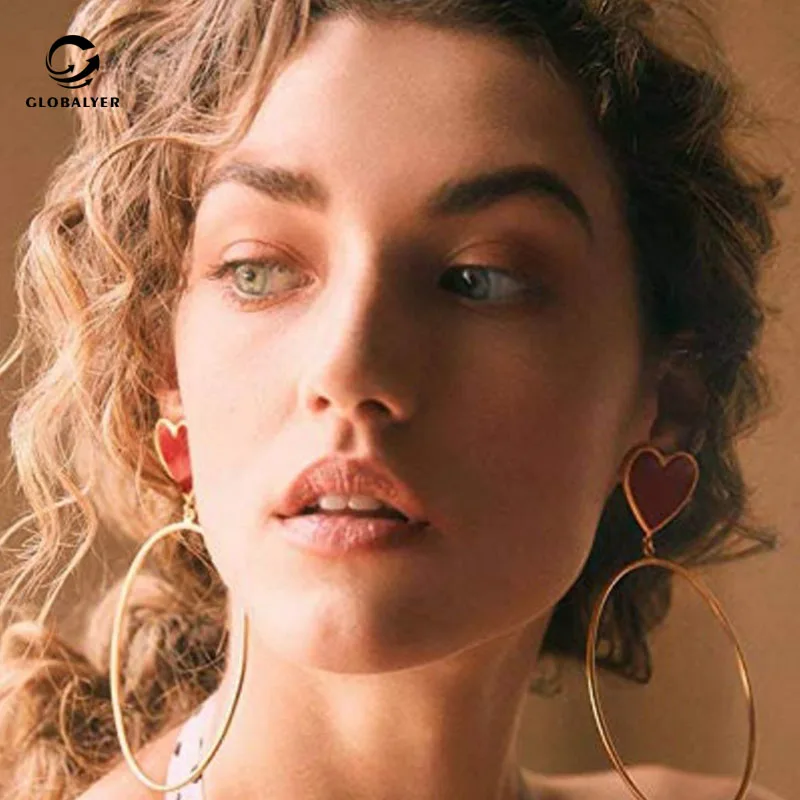 Европейские и американские трендовые серьги новые модные в форме сердца Длинные