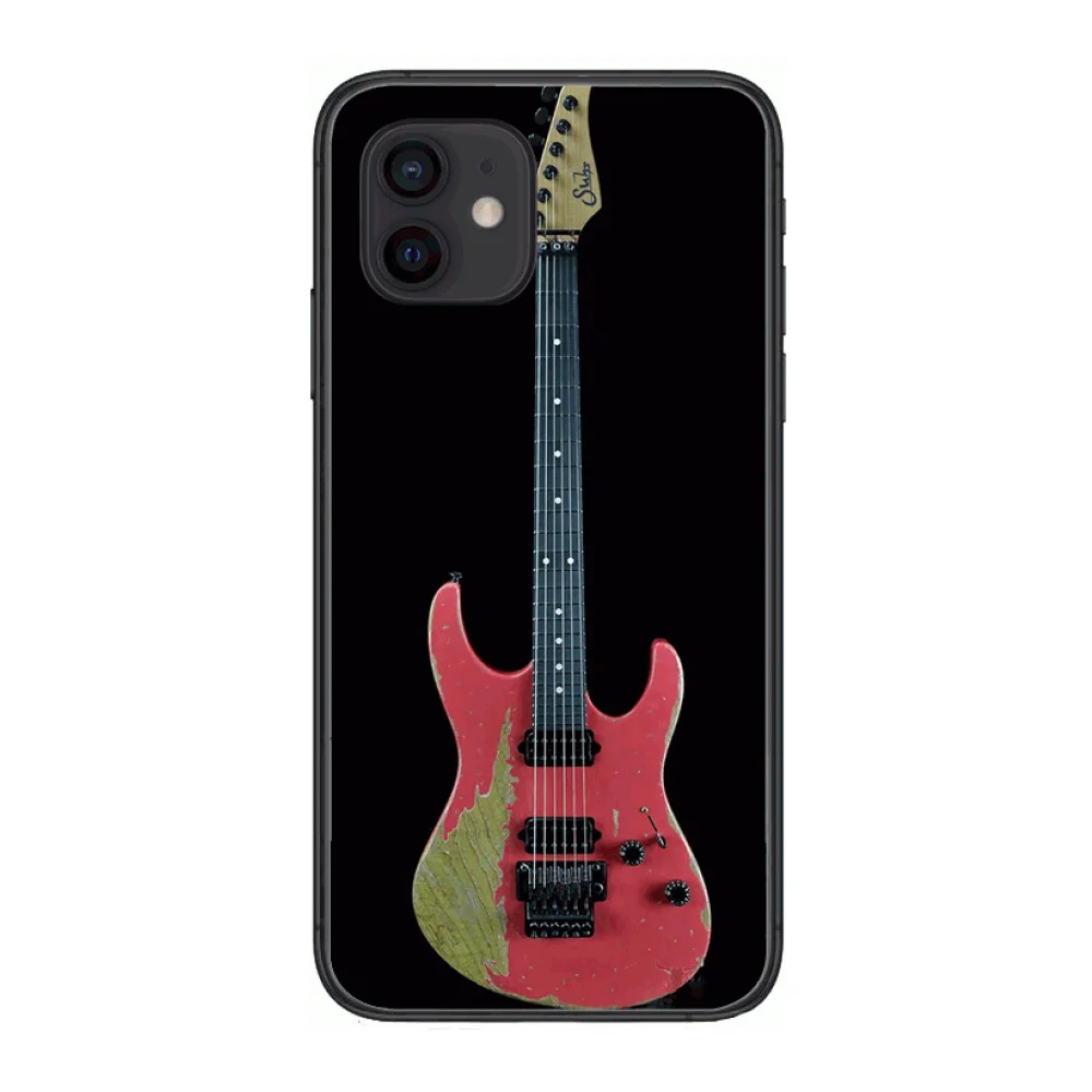 

Musical instrument guitar Style Phone Case cover For iphone 12 pro max 11 8 7 6 s XR PLUS X XS SE 2020 mini black cell shell