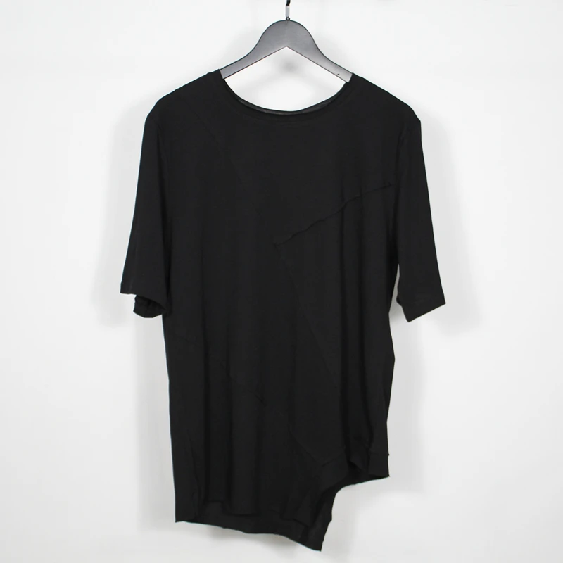 

Men's Short Sleeve T-Shirt Summer New Plain Color Round Collar European And American Style Trend Irregular Personality T-Shirt