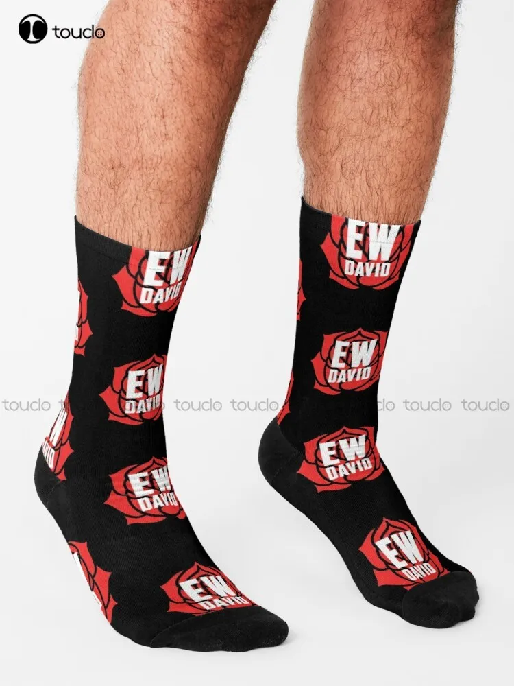 

Ew David Rose Typography Socks Men'S Socks Personalized Custom Unisex Adult Socks Halloween Christmas Gift Teen Socks Funny