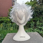 Парики для косплея Gintama, гинтоки, Саката, короткие серебристо-белые термостойкие синтетические волосы, парик + шапочка для парика