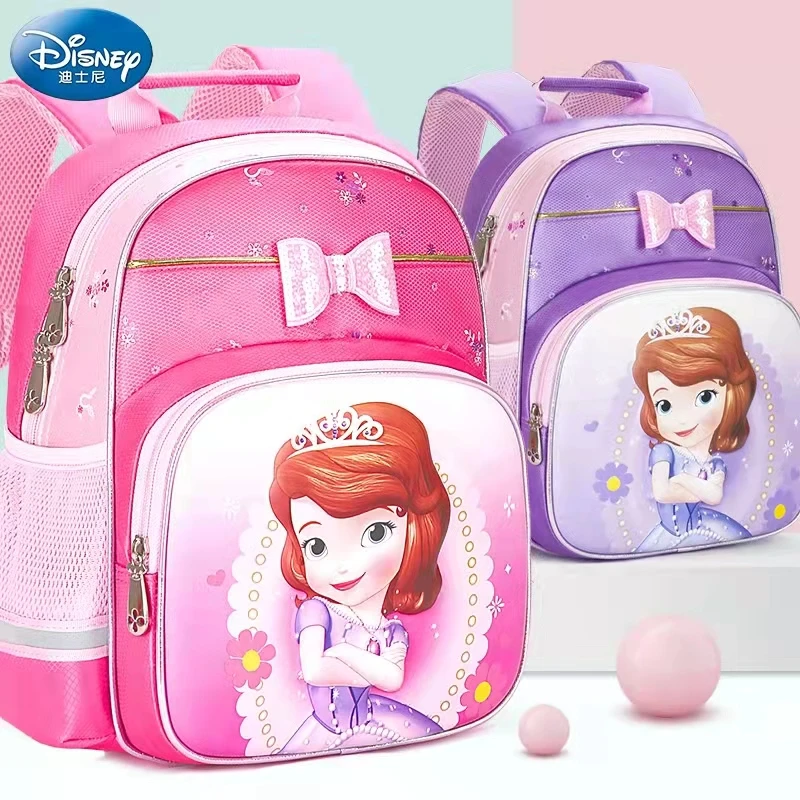 Disney Sofia School Bag For Girl Primary Student Shoulder Orthopedic Backpack Grade 1-4 Large Capacity Kids Gift Mochila Escolar