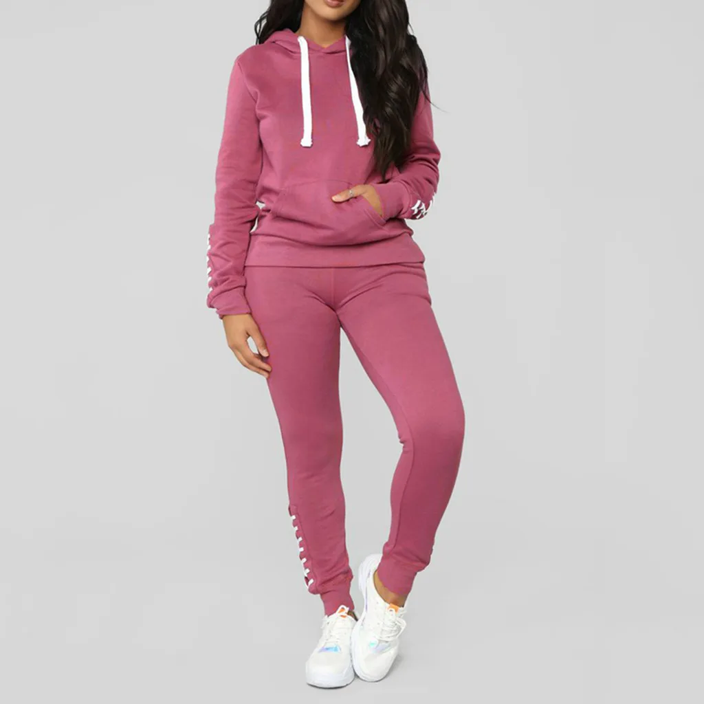 Осень зима 2019 спортивный костюм из двух предметов костюмы для бега женщин