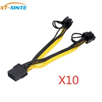 10pcslot xt xinte pci e pcie 8p female to 2 port dual 8pin 62p male gpu graphics video card power cable cord 18awg wire