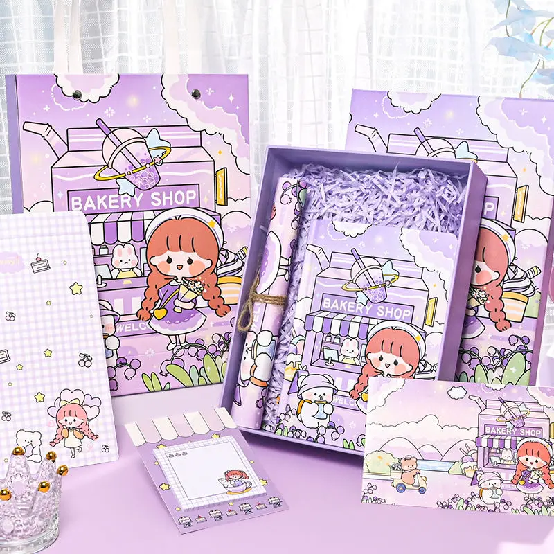 

2022 New Notebook Cute Creative Hand Ledger Gift Box Set Japanese Gift Bag Antique Girl Heart Student Notebook Gift Planner