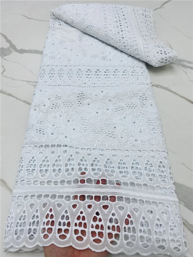 

PGC Wholesale Cotton African Dry Lace Fabric Swiss Voile Pure White Lace Fabric 2021 Nigerian Lace Fabrics For Wedding YA4728B-2