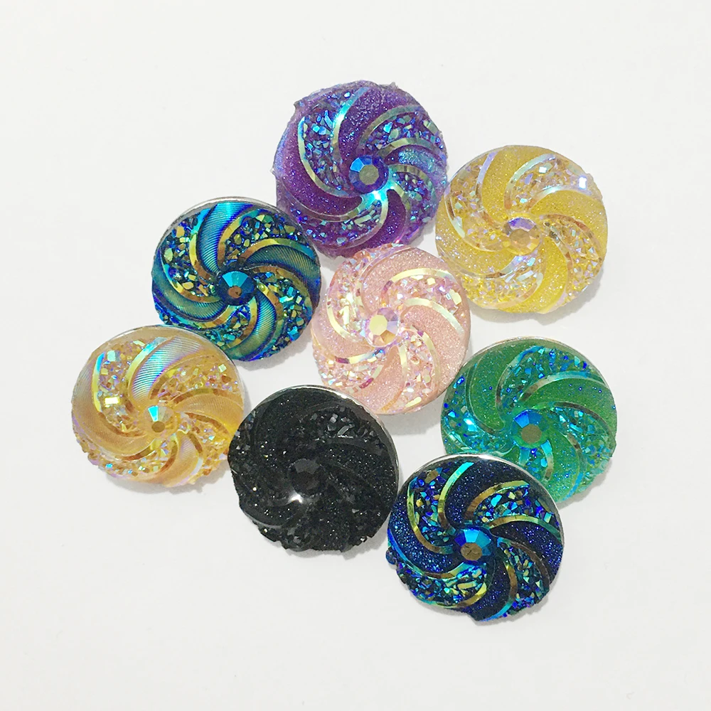 

11 pcs a lot Plastic Resin Windmill 18mm Snap Buttons For Bracelet Jewelry Findings Mix Colors