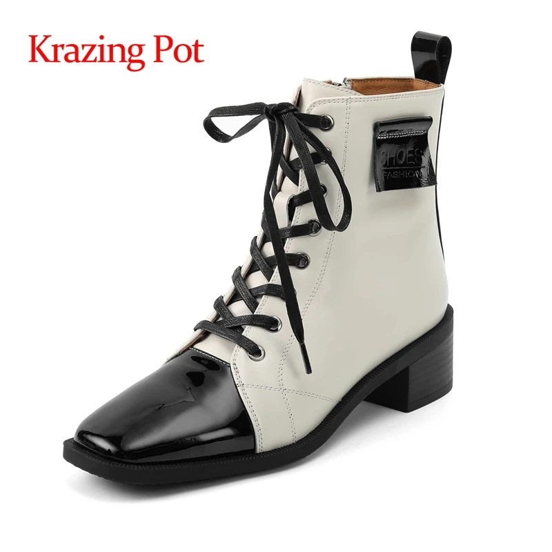 

Ботильоны Krazing pot из лакированной воловьей кожи, на среднем каблуке