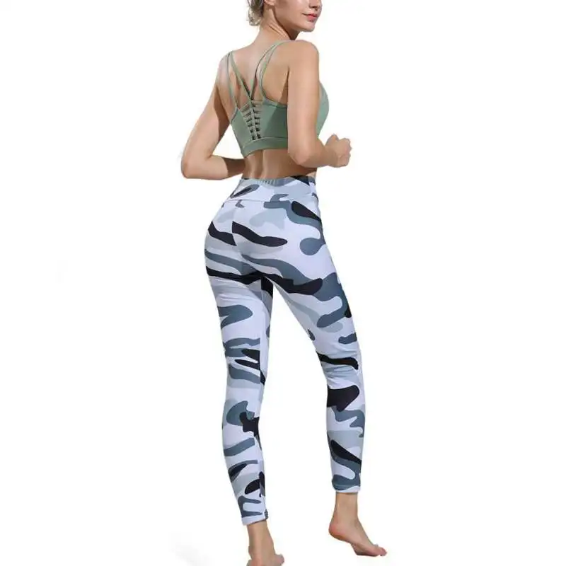 Брюки для йоги CK2232 модные камуфляжные штаны с высокой талией удобные