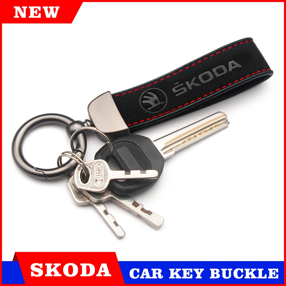 

New Car Trinket Alloy Universal Quality Keychain Leather Car Key Ring or Skoda Octavia A2 A5 A7 Fabia Rapid Superb Yeti Roomster