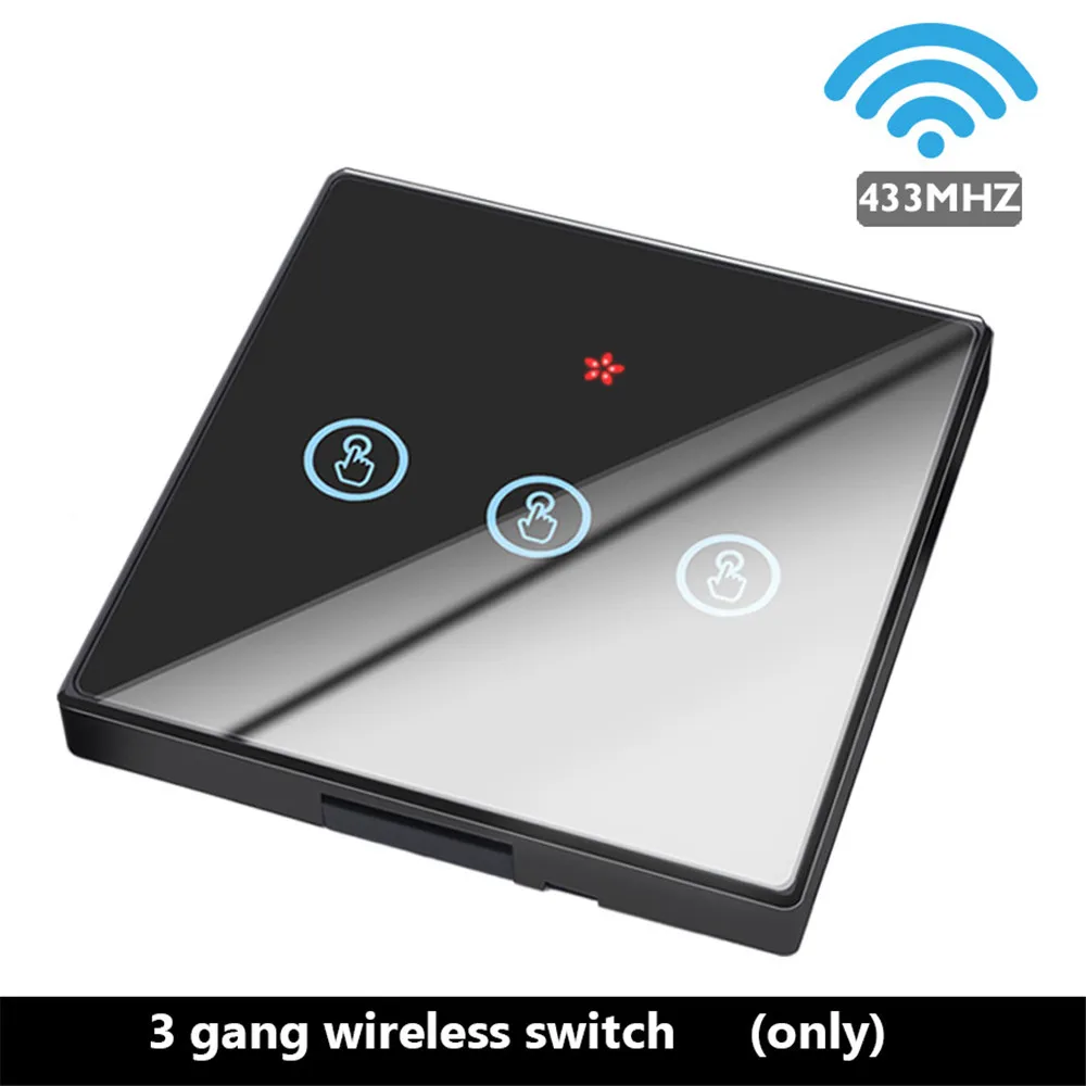 3 gang Switch BLACK SMATRUL Tuya Smart Life APP WiFi сенсорный выключатель светильник RF 433 МГц настенный DIY релейный таймер модуль Google Home Amazon Alexa 110 В 220 В 10A - Цвет: 3 gang Switch BLACK