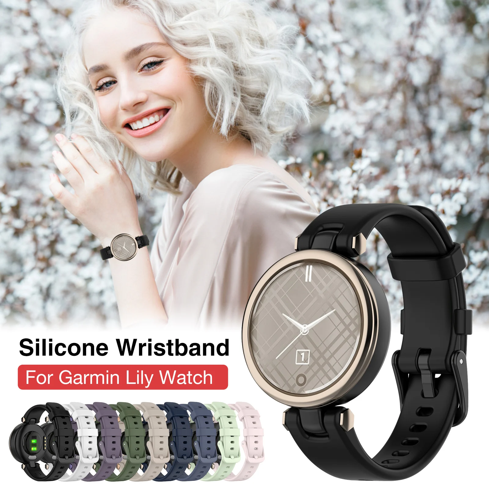 

Silicone Replacement Wristband For Garmin Lily Watch Fitness Soft Bracelet Belt For Garmin Lily SmartWatch Accessories