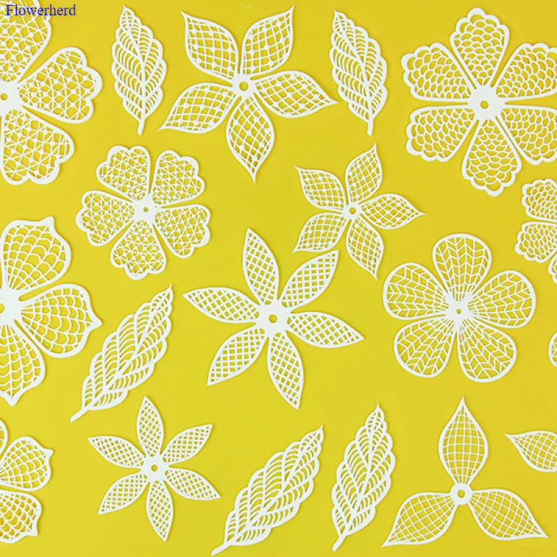 Пятипестковые цветы листья кружевной коврик силиконовая форма для помадки торта