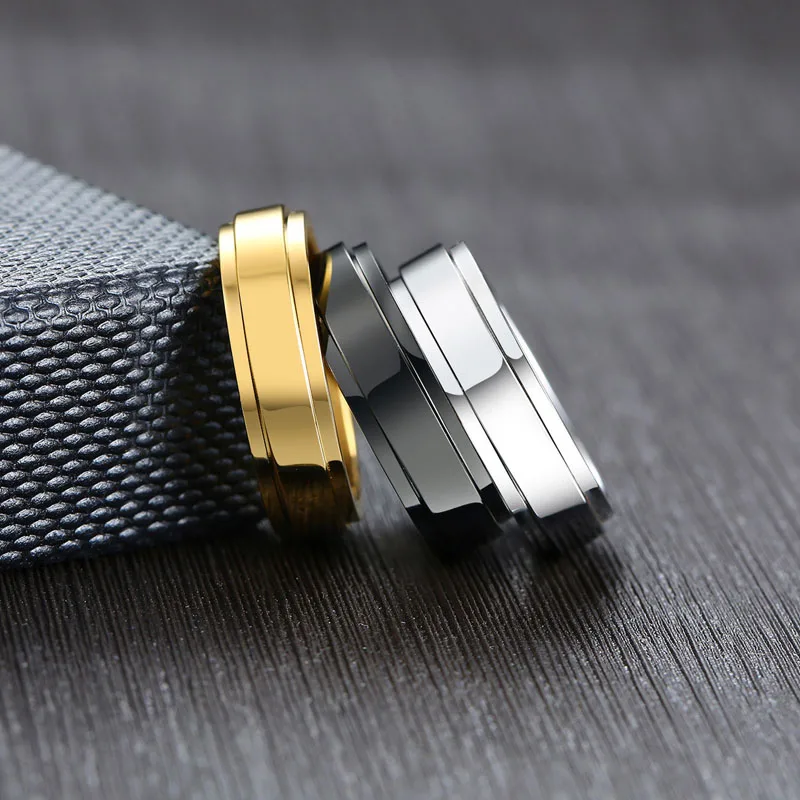 Новинка вертушка кольцо для мужчин черный серебристый цвет из нержавеющей стали