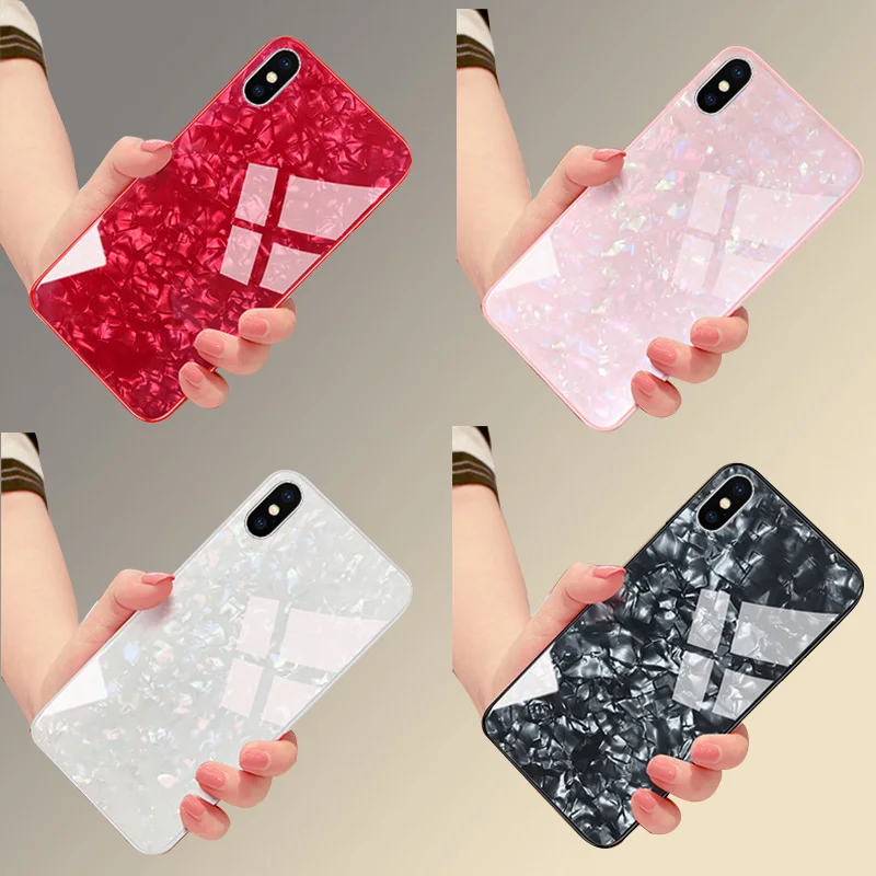 

Luxury Marble Electroplated Tempered Glass Phone Case Cover For Apple iPhone X XS XR Max 8 7 6s 6 Plus