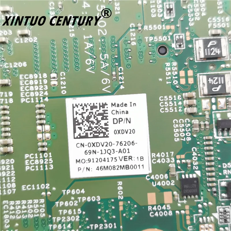 

CN-0XDV20 0XDV20 XDV20 15264-1 Mainboard Para DELL INSPIRON 5578 5568 Laptop Motherboard Com CPU DDR4 I3-7100U SR2ZW