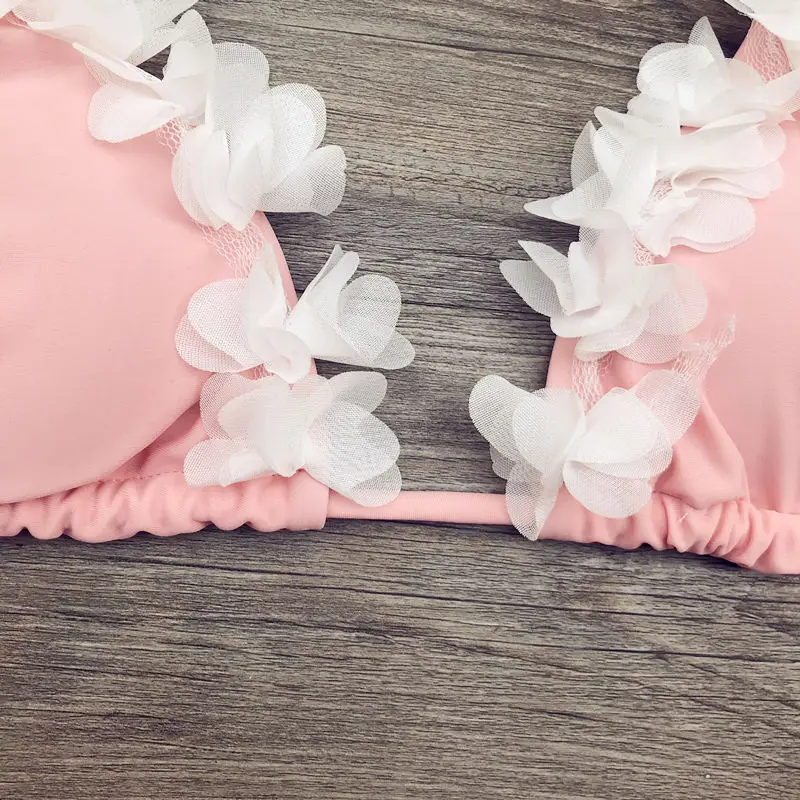 Сексуальные стринги бикини для женщин 2020 Цветочные украшения комплект мягкий