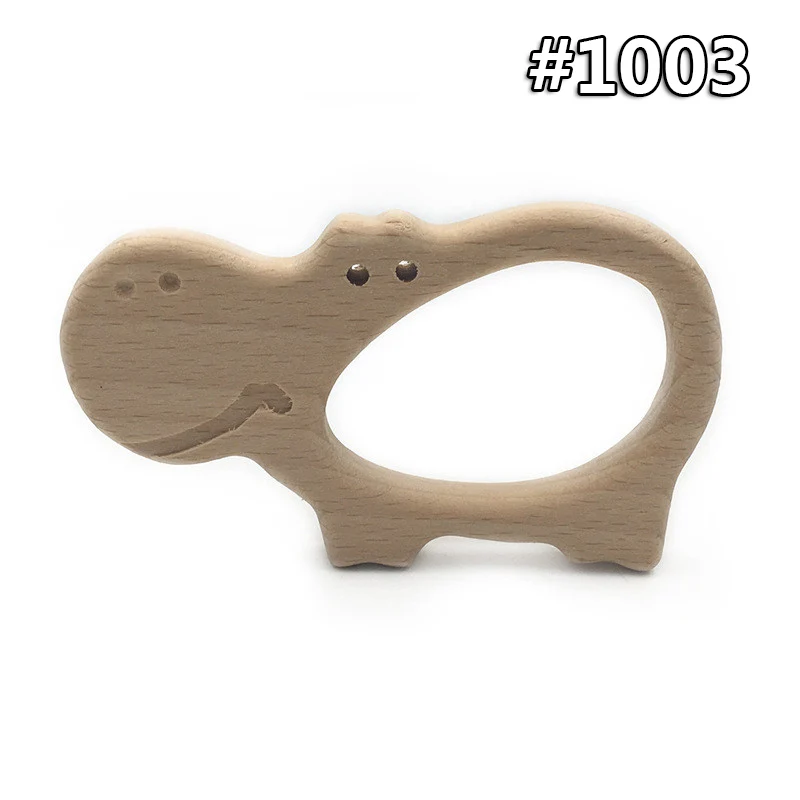 wood teether 1003 Мультфильм Дерево Прорезыватель чистый натуральный животные в форме детские зубные кольца для детей бук Прорезыватель девочка DIY кулон игрушки для новорожденных подарок - Цвет: wood teether 1003