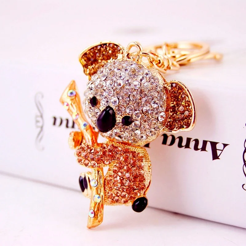 

2021 Fashion Cute Koala Keychain Rhinestone Animal Pendnat Jewelry Charm Purse Handbag Car Key Keyring Key Chain Accessoreis