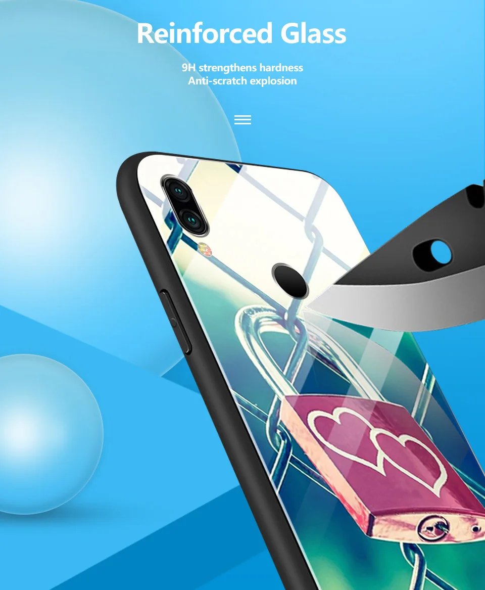 Для Xiaomi Redmi Note 6 звездный узор закаленное стекло чехол для телефона Redmi Note 7 мягкий силиконовый край полная защита жесткий чехол