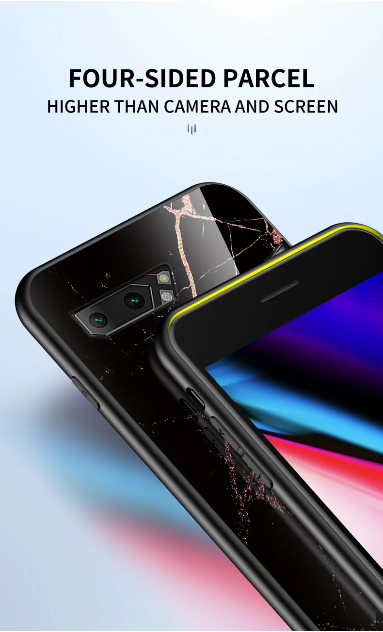 Чехол для Asus ROG Phone 2 ZS660KL, роскошный стеклянный мраморный стеклянный гибридный мягкий силиконовый Жесткий Чехол для Asus ROG 2, чехол для телефона