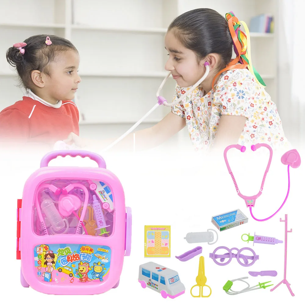 

13pcs Kids Doctor Set Pretend Toys Role-playing Games Hospital Pretend Play Medical Kit Stethoscope Suitcase Toys for Children