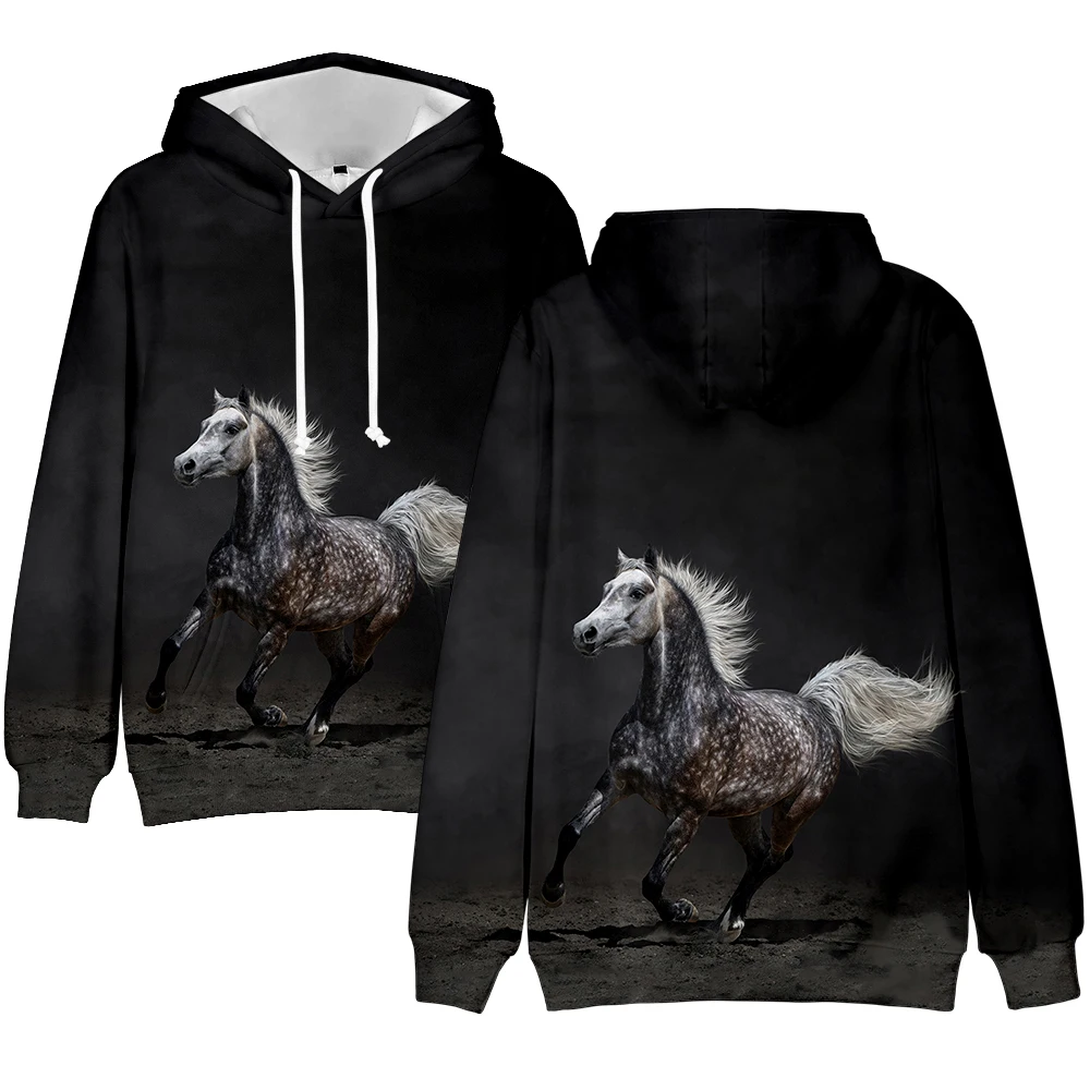 

Zwart Paard Hoodies 3d Jongens/Meisjes Streetwear Casual Mode Capuchon Sweatshirts Eenhoorn Trui Kleding Paard Dier Jassen 2020