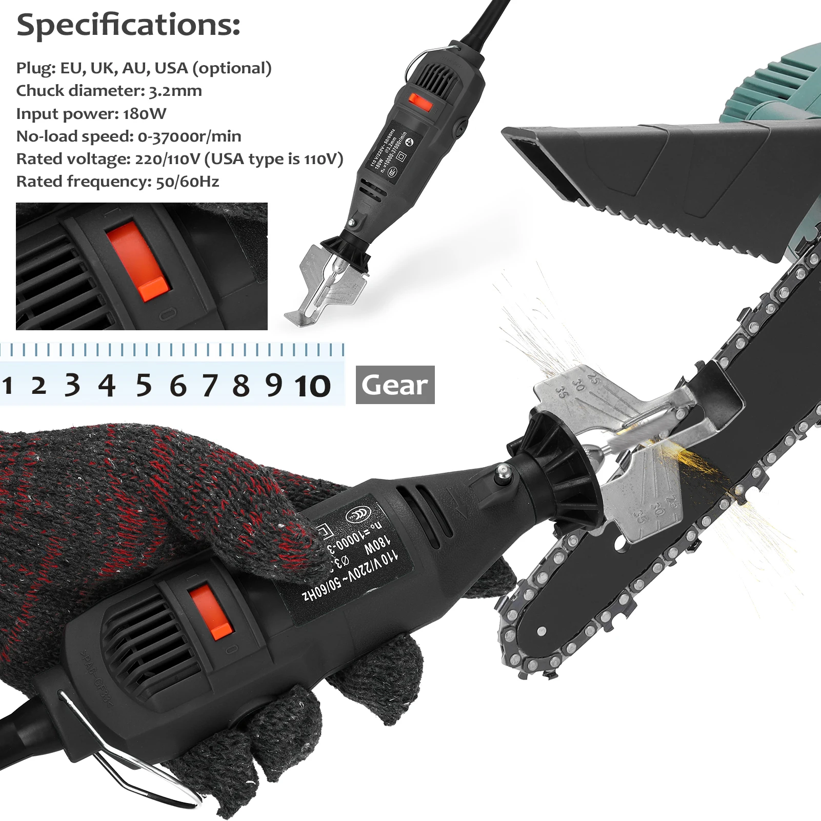 Ручной электрический набор для заточки бензопилы электрическая шлифовальная