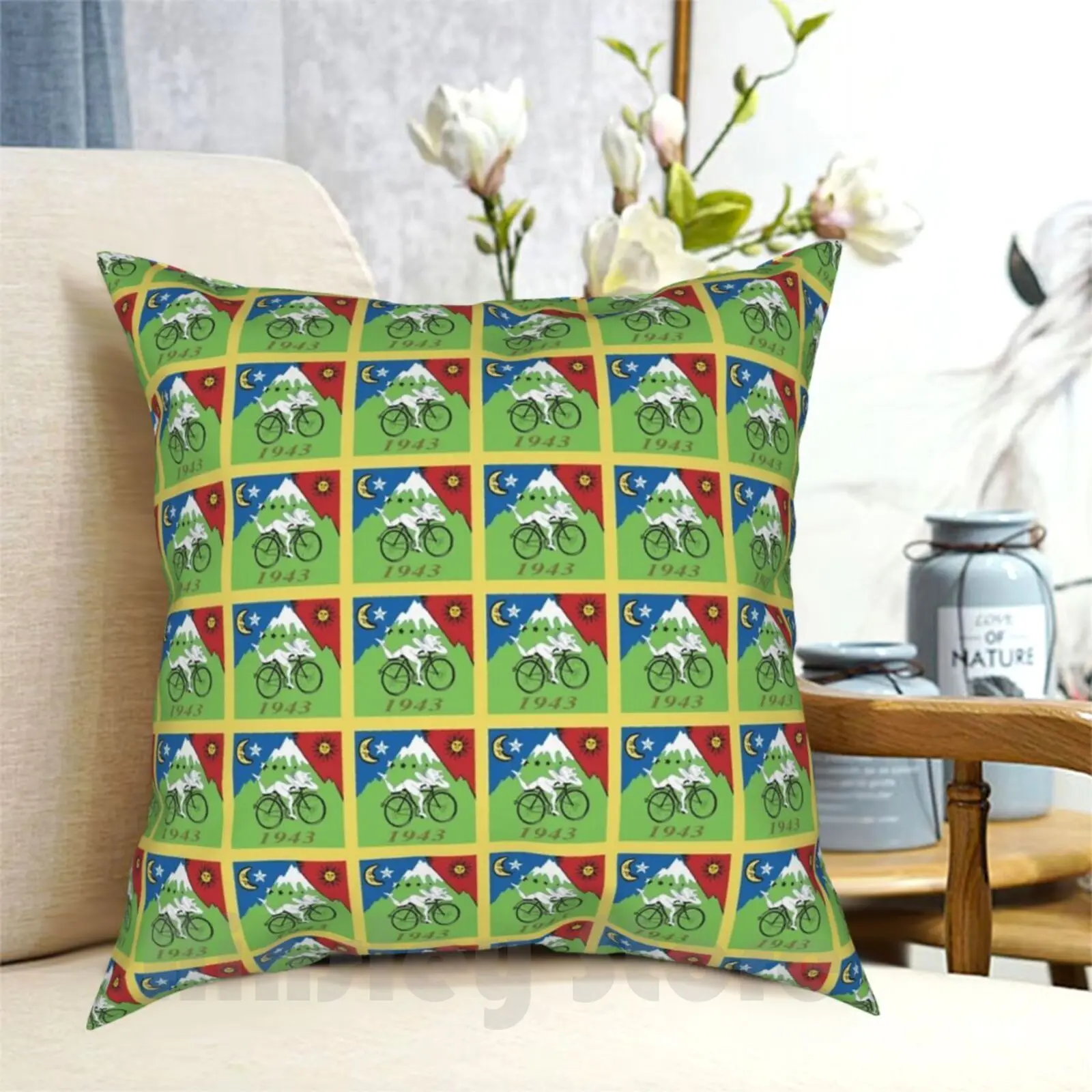 

Lsd Bicycle Day Pillow Case Printed Home Soft Throw Pillow Lsd Albert Hofmann Bike Bicycle Day Discovery Funny Drugs