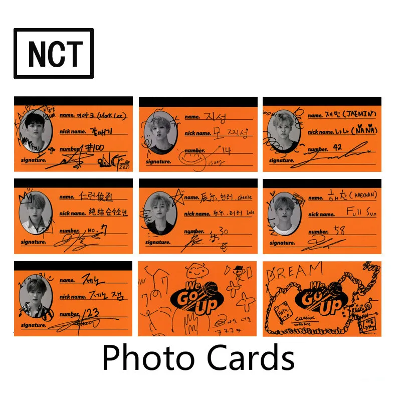 E-9Pieces 8~ 10 шт KPOP NCT 127 бумага мечты фото LOMO карта вишневая бомба мы поднимаем фото открытка-приглашение канцелярские принадлежности украшения поставки вентилятор подарок - Цвет: E-9Pieces